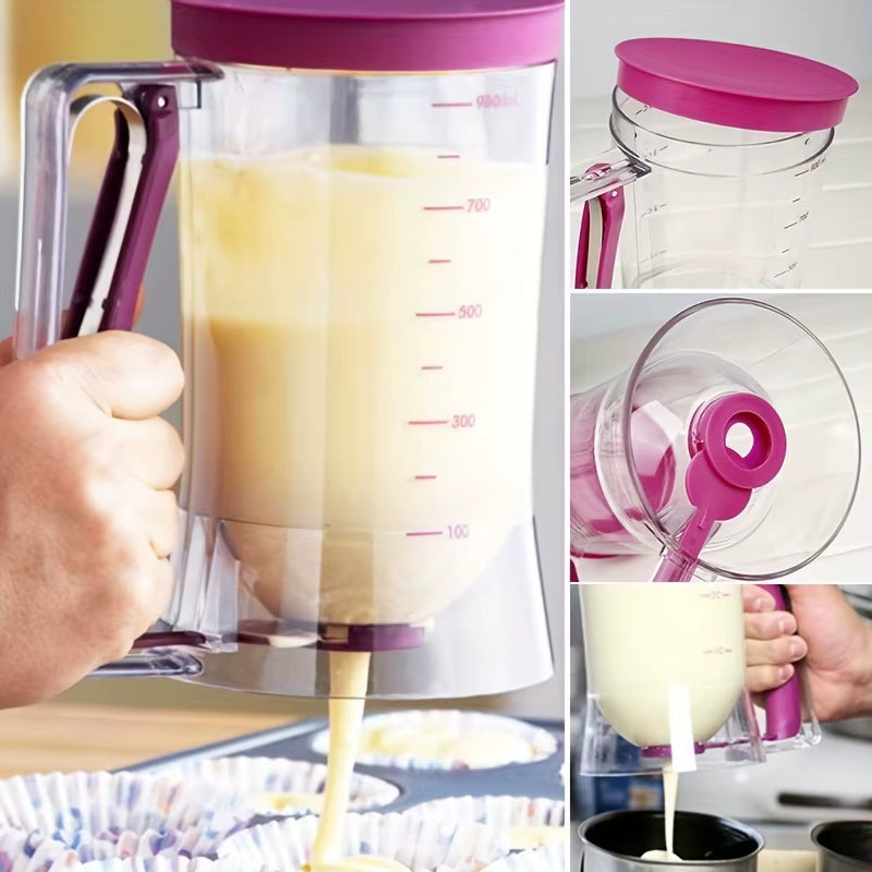 900ml Batter Dispenser 🍰 – Hand-Held Graduated Funnel | Perfect for precise and mess-free pouring of pancake 🥞, cupcake 🧁, and cake 🎂 batter. Ideal for home bakers and kitchen enthusiasts! 👩‍🍳✨