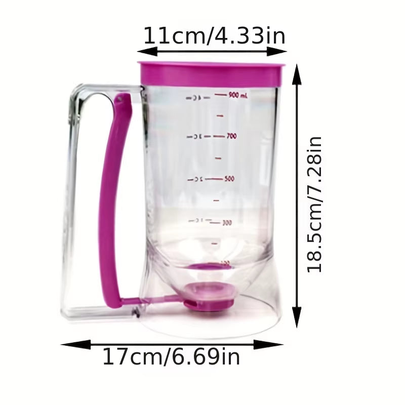 900ml Batter Dispenser 🍰 – Hand-Held Graduated Funnel | Perfect for precise and mess-free pouring of pancake 🥞, cupcake 🧁, and cake 🎂 batter. Ideal for home bakers and kitchen enthusiasts! 👩‍🍳✨