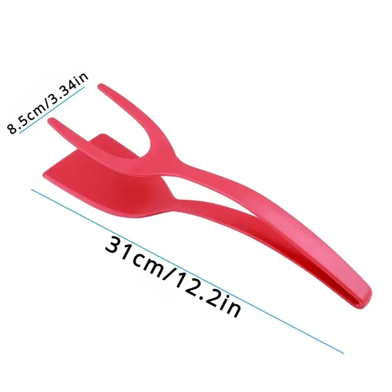 2-in-1 Nylon Grip Flip Tongs 🍳 – Egg Spatula & Steak Turner Clamp for Cooking